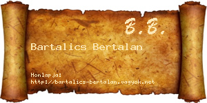 Bartalics Bertalan névjegykártya